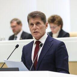 Тему лососевых участков поднял в Совете Федерации губернатор Приморского края Олег КОЖЕМЯКО на «часе субъекта». Фото пресс-службы СФ