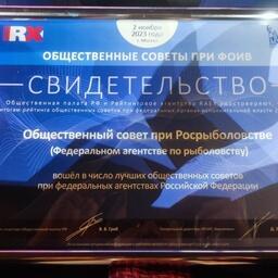 Согласно рейтингу Общественной палаты России, в 2023 г. Общественный совет при Росрыболовстве вошел в пятерку лучших советов при федеральных агентствах. Фото пресс-службы ВАРПЭ