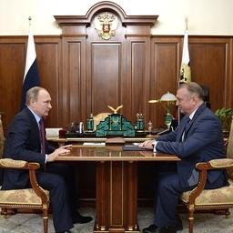 Встреча президента Владимира ПУТИНА с главой Торгово-промышленной палаты РФ Сергеем КАТЫРИНЫМ. Фото пресс-службы Кремля