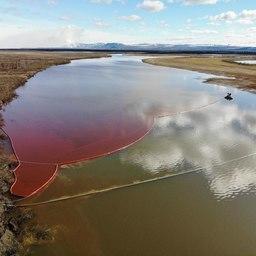 Реки с нефтепродуктами пытаются защитить боновыми заграждениями. Фото российского отделения Гринпис