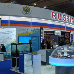 Объединенный российский стенд на выставке в Брюсселе в 2018 г.