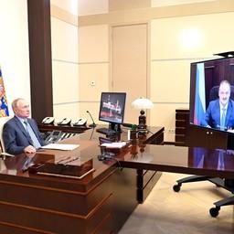 Рабочая видеовстреча президента Владимира ПУТИНА с врио главы Республики Дагестан Сергеем МЕЛИКОВЫМ. Фото пресс-службы главы государства