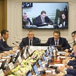 Зампред законодательного собрания Камчатки Андрей КОПЫЛОВ и министр рыбного хозяйства региона Андрей ЗДЕТОВЕТСКИЙ на заседании профильного комитета Совета Федерации. Фото пресс-службы заксобрания Камчатки