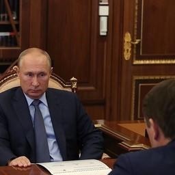 Президент Владимир ПУТИН на встрече с руководителем Росрыболовства Ильей ШЕСТАКОВЫМ. Фото пресс-службы главы государства