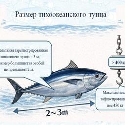 Максимальный размер и вес тихоокеанского тунца. Изображение предоставлено пресс-службой ВНИРО