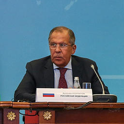 Министр иностранных дел России Сергей ЛАВРОВ на пресс-конференции по итогам заседания совета глав МИД прикаспийских государств. Фото пресс-службы российского МИД