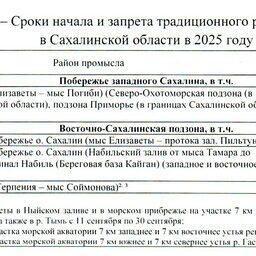 Сроки начала и запрета традиционного рыболовства кеты в Сахалинской области