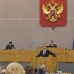 Премьер-министр Дмитрий МЕДВЕДЕВ выступил с отчетом о деятельности Правительства РФ в Госдуме. Фото пресс-службы Правительства РФ