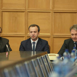 Советник президента РФ Николай ФЕДОРОВ, вице-премьер Аркадий ДВОРКОВИЧ и министр сельского хозяйства РФ Александр ТКАЧЕВ. Фото пресс-службы Минсельхоза