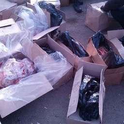 На территории частного домовладения в селе Полтавка правоохранители обнаружили более 600 коробок варено-мороженого деликатеса. Фото пресс-группы Пограничного управления ФСБ России по Приморскому краю