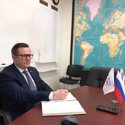 Врио начальника ЦСМС Александр МИХАЙЛОВ на видеосессии Российско-Корейской комиссии по рыбному хозяйству. Фото пресс-службы центра