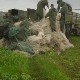 Выгрузка браконьерских сетей
